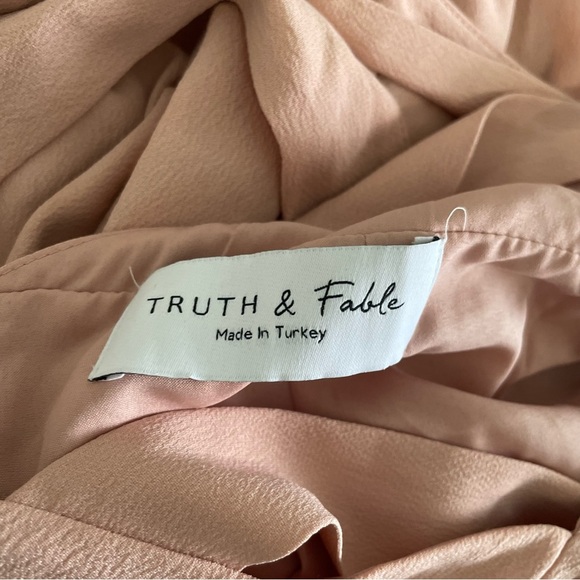 Truth & Fable Nude Peach Satin A line Dress Small - Picture 3 of 6